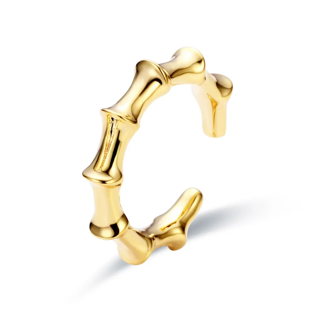 Новинка модное современное минималистичное регулируемое кольцо из стерлингового серебра s925 в стиле ins бамбуковая форма Открытое кольцо из вермиля