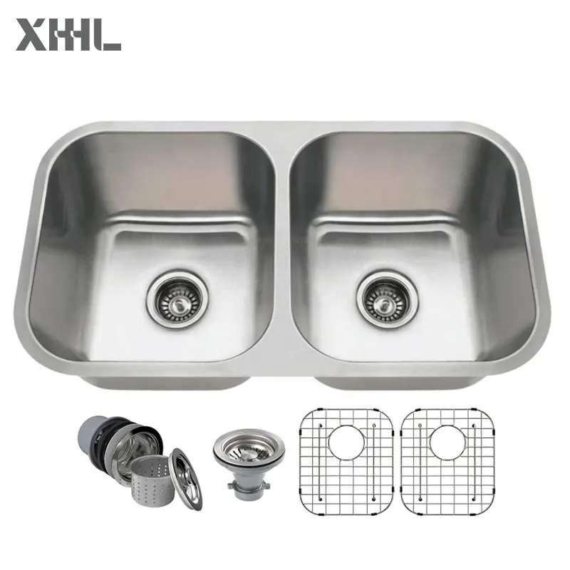 cUPC Kitchen Sinks 8247A Regular Double Bowl Stainless Steel Sink