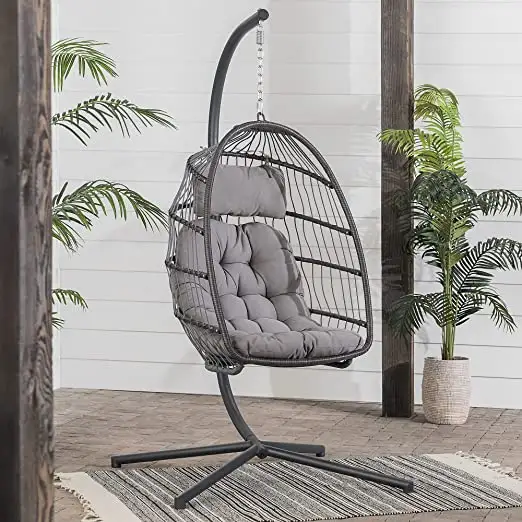 Hot Sell Outdoor Hanging Rattan Egg Chair Leisure Wicker Patio Swing Chair