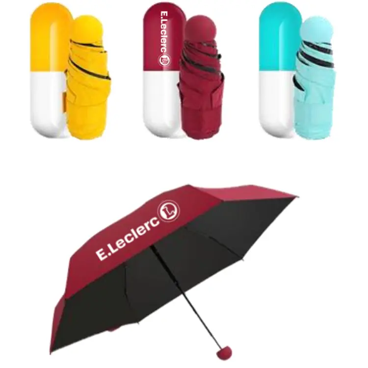 Compact and portable different colors uv protection mini 5 fold compact travel capsule umbrella