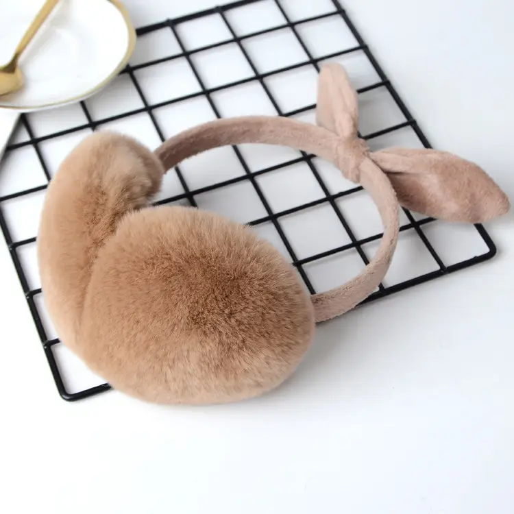 2021 furry earmuffs fashion lovely Rex rabbit hair earmuff winter fur earmuffs thermal Ear protection Rabbit ears Warm ears