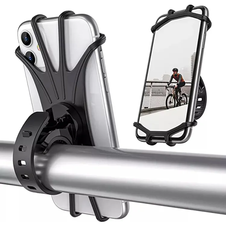 Universal motorcycle bicycle cell phone mount stable 360 rotation silicone bike phone holder x grip phone mount