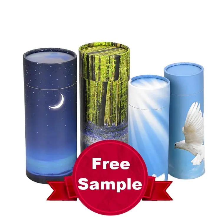 B052-2 Wholesale Funeral Economic Paper Biodegradable Cremation Urnas Bio For Pet Animal Ash Scatter Tube Biodegradable Urns