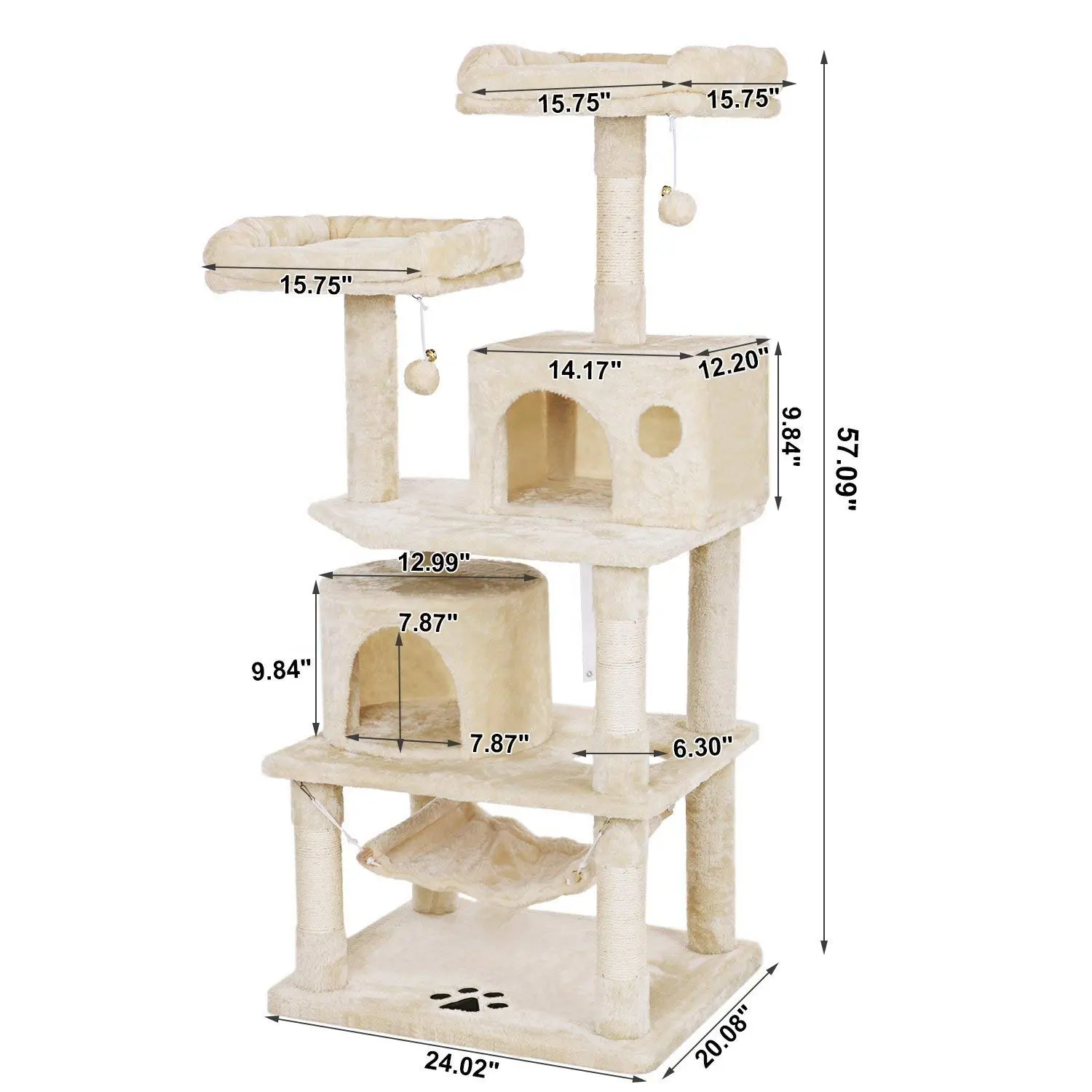 China Factory High Quality Beige Cat Trees Scratcher with Playing Toy