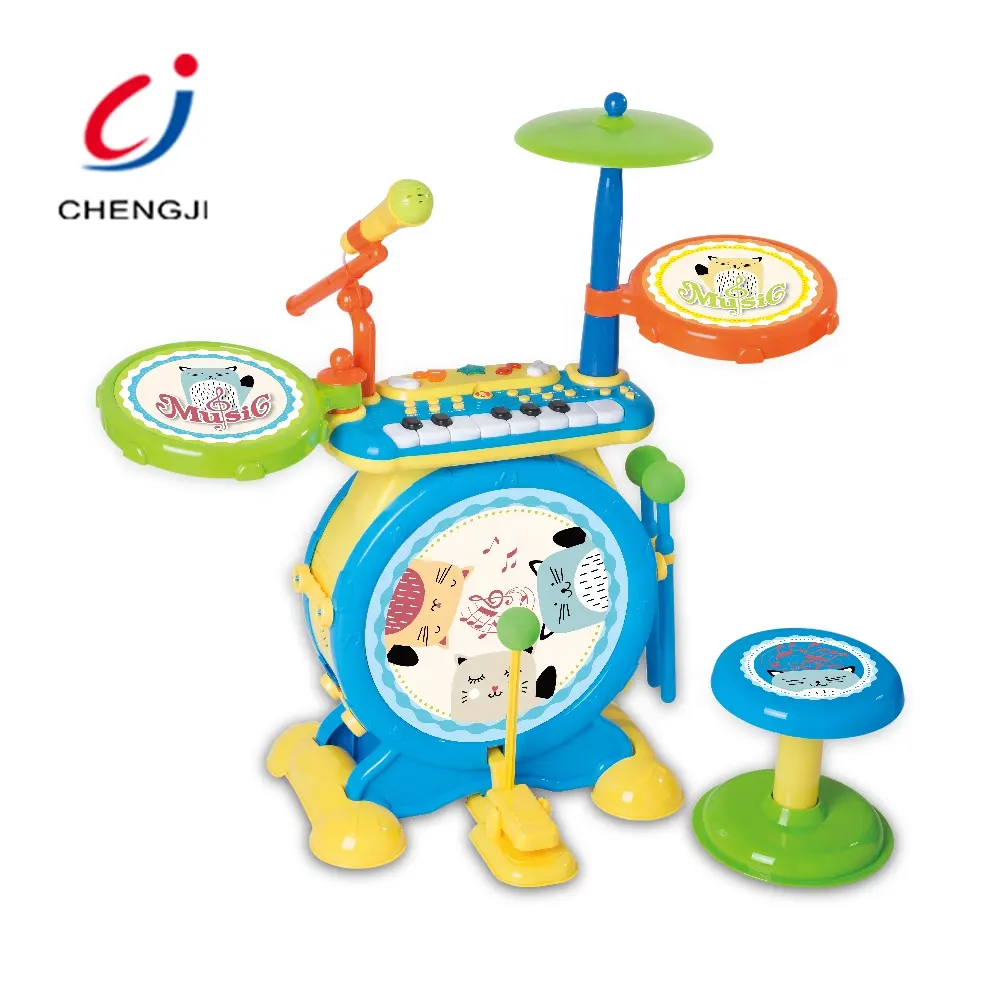 Plastic educational jazz drum plastic battery operated toy musical instrument