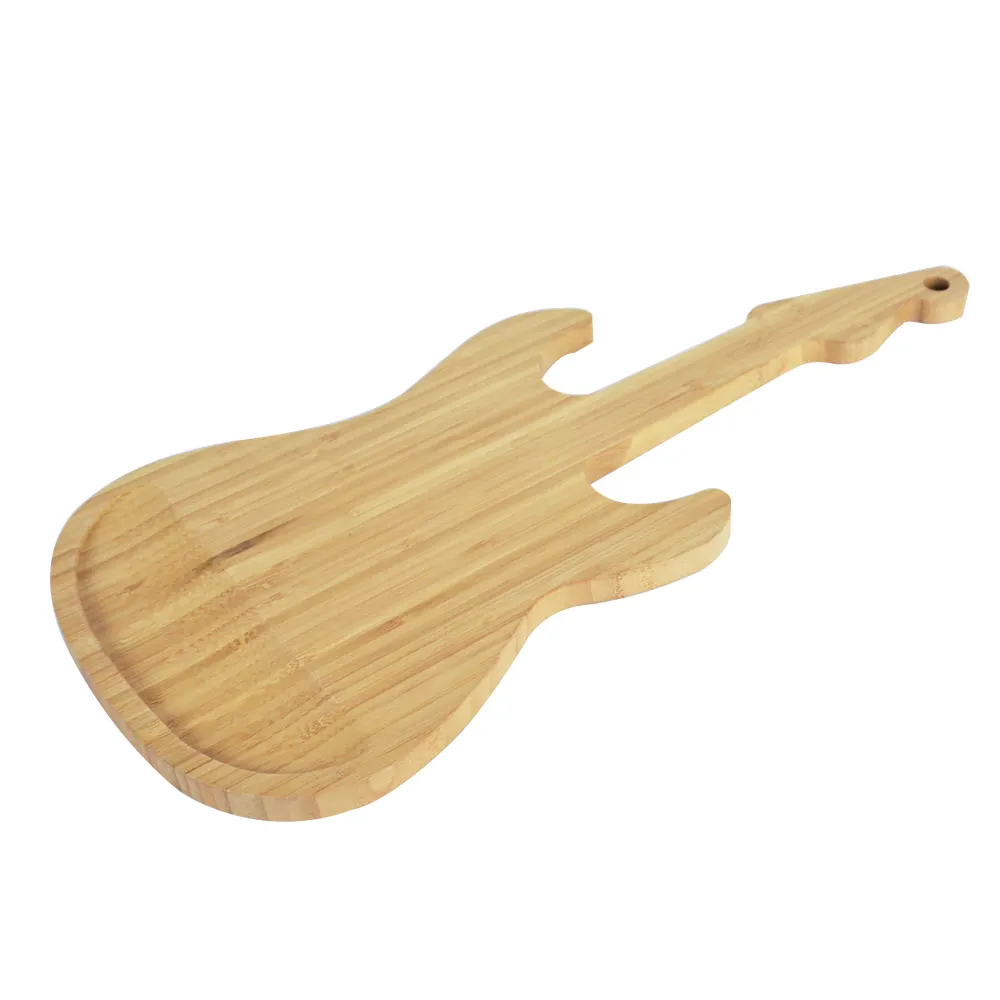 Wholesale/Custom New Design Guitar Shape Bamboo Cutting Board Chopping Block Kitchen Cheese Meat Vegetable Charcuterie Board