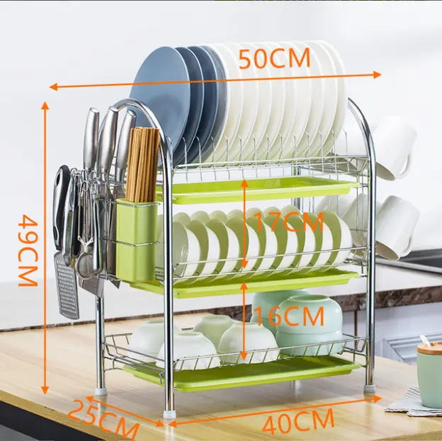Многофункциональные кухонные раковины посуда тарелка для тяжелых условий эксплуатации Органайзер 3-х уровневая коллекция держатели для хранения & Amp стеллажи для выставки товаров с аксессуарами