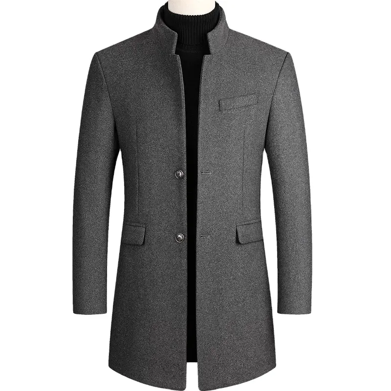2021 Autumn and Winter Mens Fashion Woolen Coats Male Slim Woolen Windbreaker Jacket