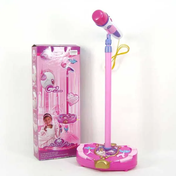 Funny kids musical toy plastic battery operated toy electric karaoke machine microphone with stand AL008533