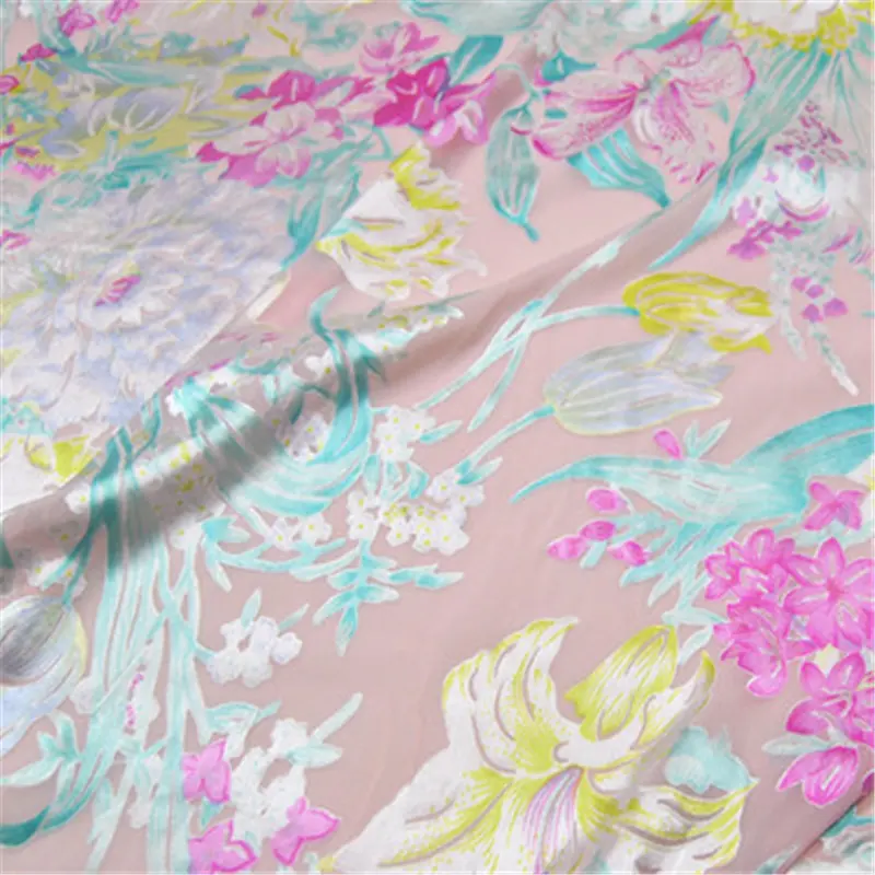 Unique Floral Design Silk Spandex Burn Out with Competitive Price Nice Material for Garment