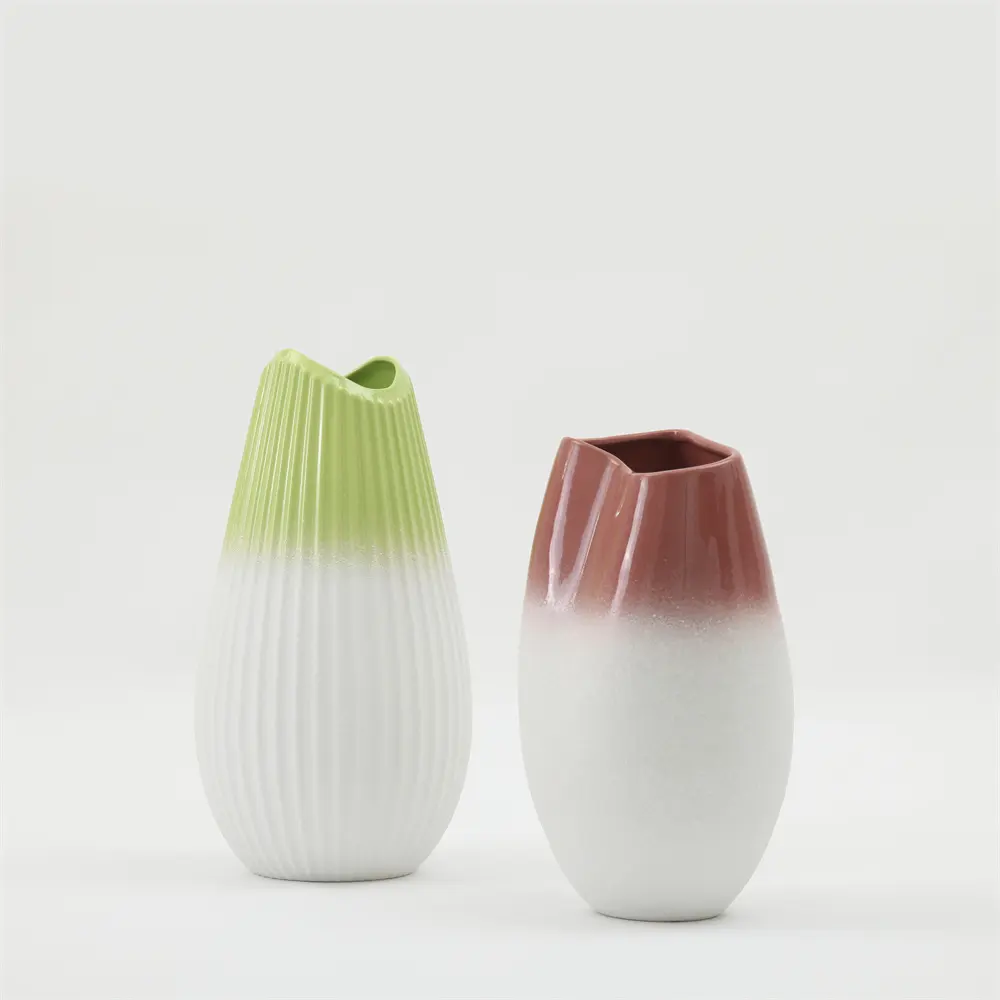 Ceramic Ornaments Color Origami Line Crack Glaze Simple Home Office Decoration Vase
