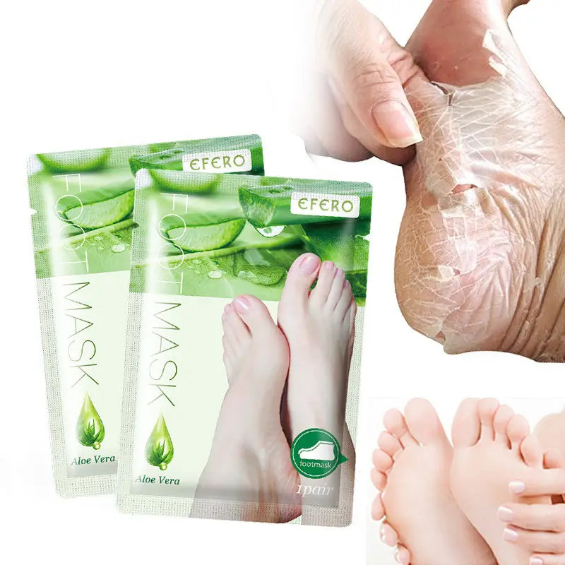 private label custom efero aloe moisturizing exfoliating peeling foot mask socks