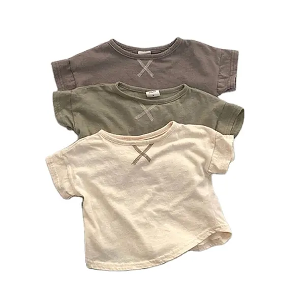 2021 Wholesale 100% High Quality Cotton O-neck Plain Kids Short Sleeve Boy's T-Shirts