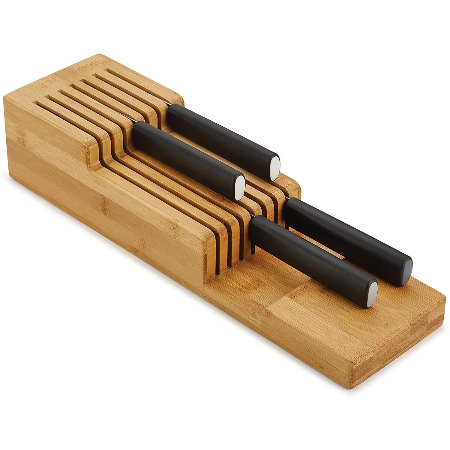 High Quality 100% Bamboo Kitchen Knife Organizer Wooden Knife Holder Wholesales