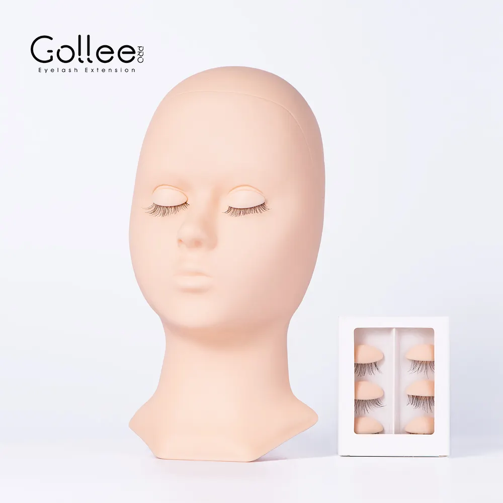 Продажа с завода Gollee, реалистичный манекен для практики, голова куклы для наращивания ресниц, тренировочный манекен для ресниц со съемными веками