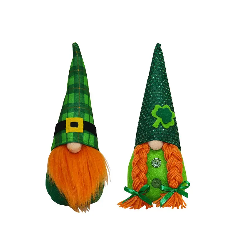 St. Patrick's Day Gnome Irish Leprechaun Ornaments Set Green Irish Leprechaun Tomte Gnomes Doll Home Decoration Ornaments