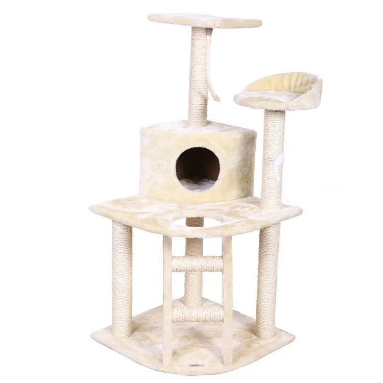 New Design Fashion DIY Beige 120cm Pet Cat Tree Condo Furniture Toys Cat Climbing Tree Cat scratcher