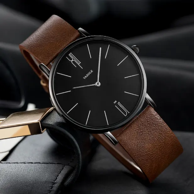 YAZOLE D 506, Лидер продаж, Роскошные мужские часы с минималистичным заводским логотипом, кварцевые часы, классические кожаные Наручные часы, оптовая продажа