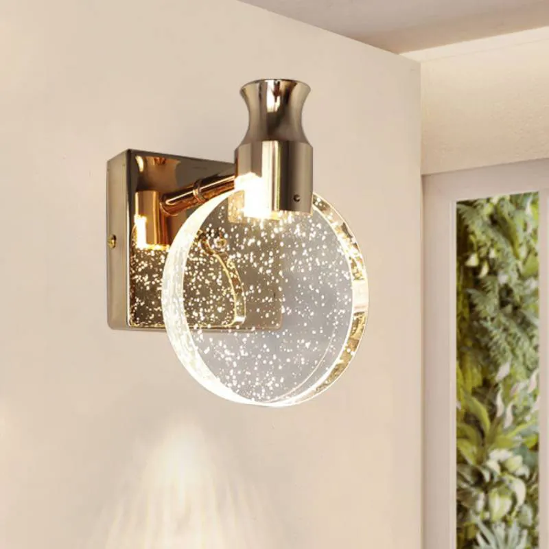 Роскошный дизайнерский комнатный светильник в скандинавском стиле, светодиодное бра для гостиной, спальни, золотистая настенная лампа с прозрачными пузырями, современный прикроватный светильник на одну стену