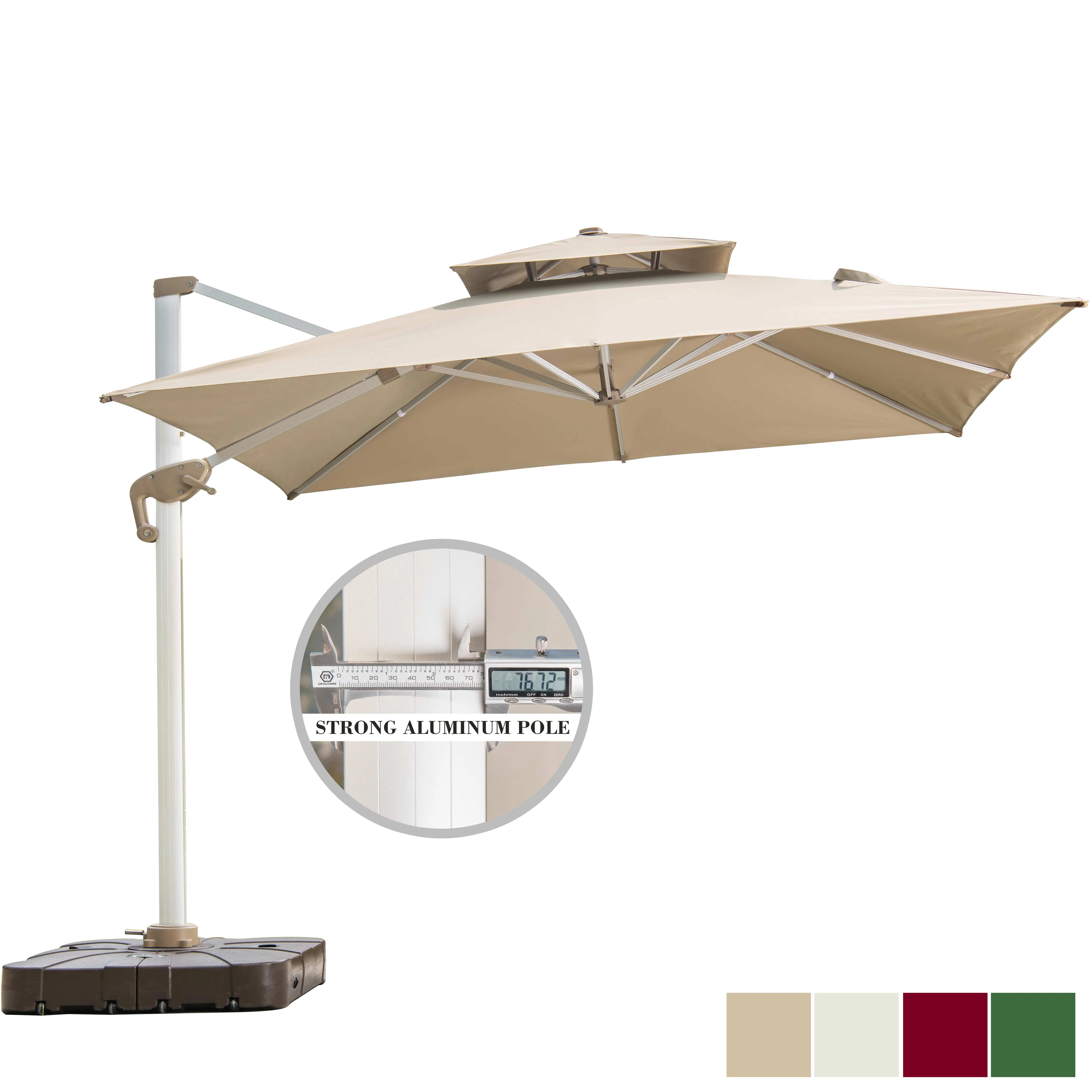 360 rotation 3m Strong aluminum frame cantilever pole parasol outdoor cantilever restaurant umbrella