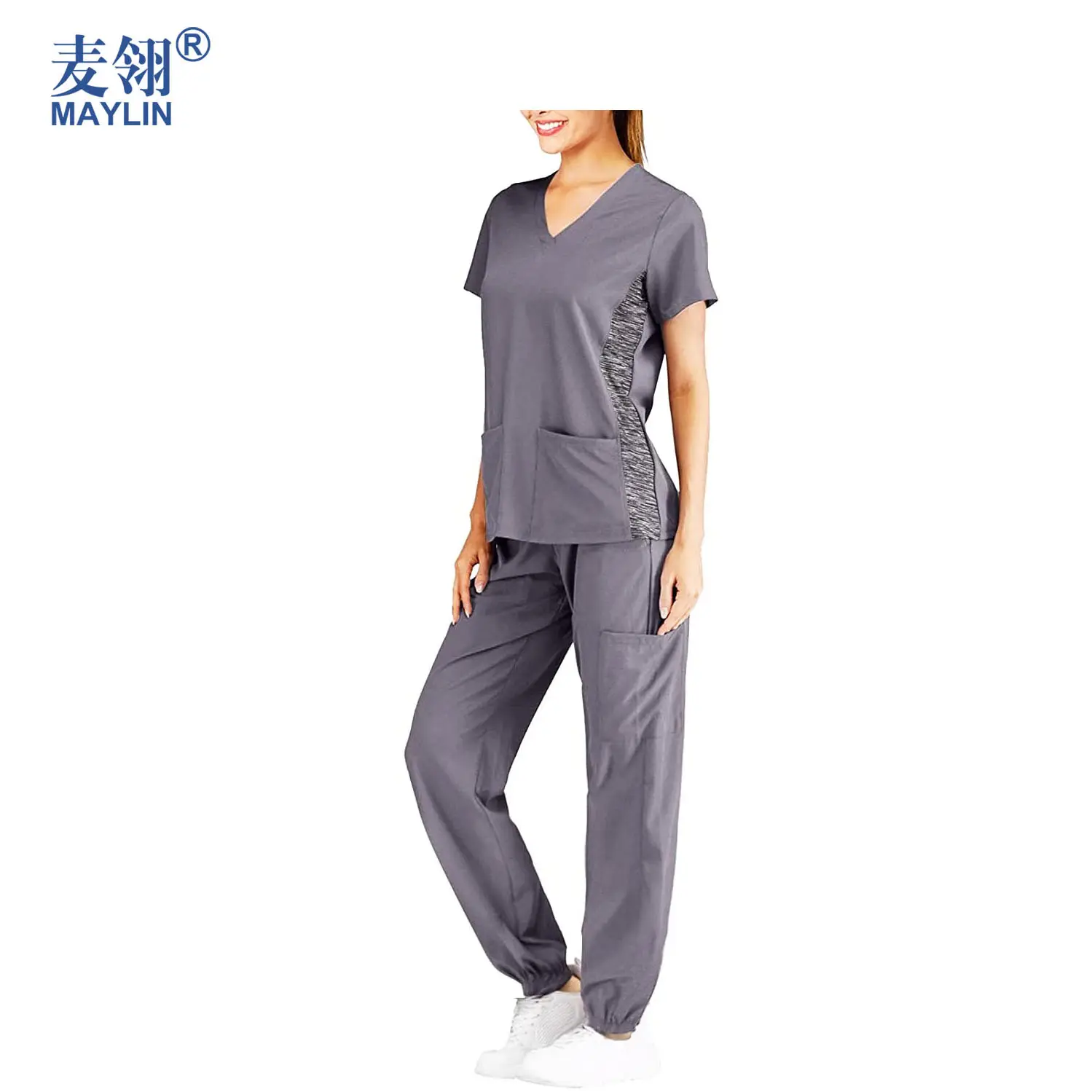 Lab Coat Medical Scrubs Hospital Nursing Food Service Uniforms for Women Strech Scrubs Jogger Set