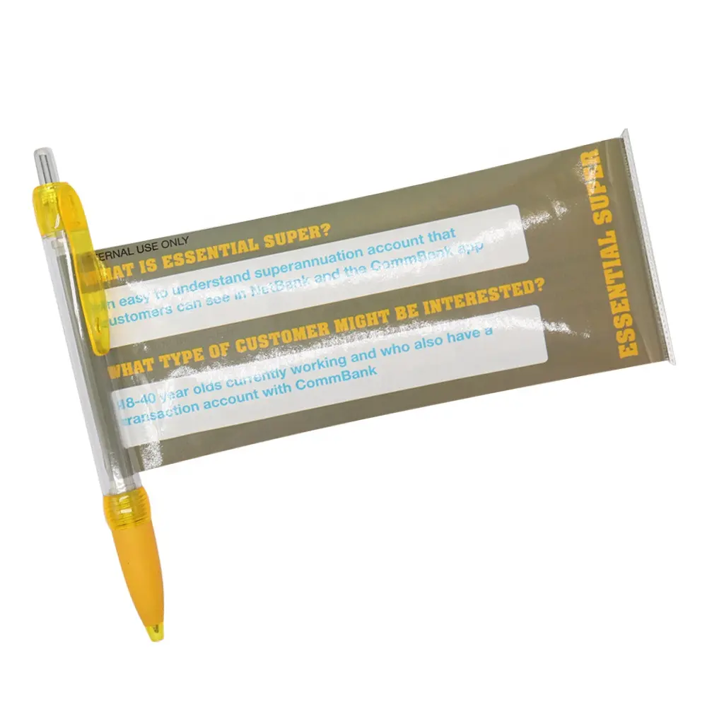 Plastic Pen Cheap Banner Pens Pull Out Paper Advertising Pen Plastic Ballpoint Pen For Advertisement