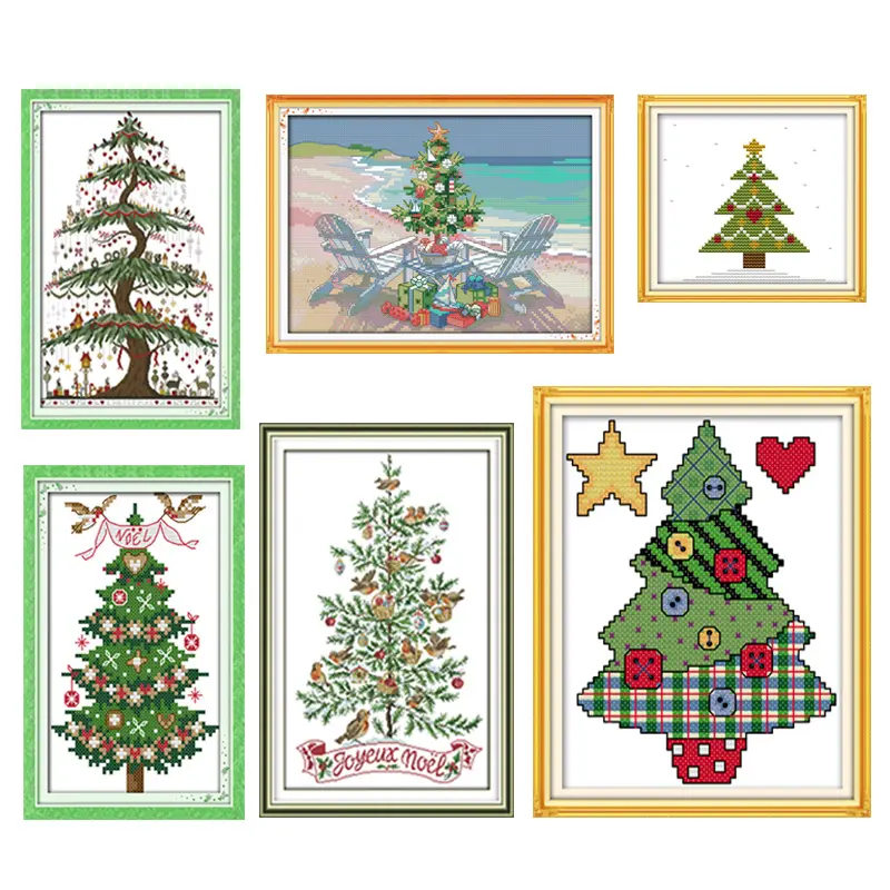 NKF Christmas Trees Easy Diy New Years Gifts for Cross Stitch Kit Free Shipping Textile & Fabric Top Quality Thicken Fabric