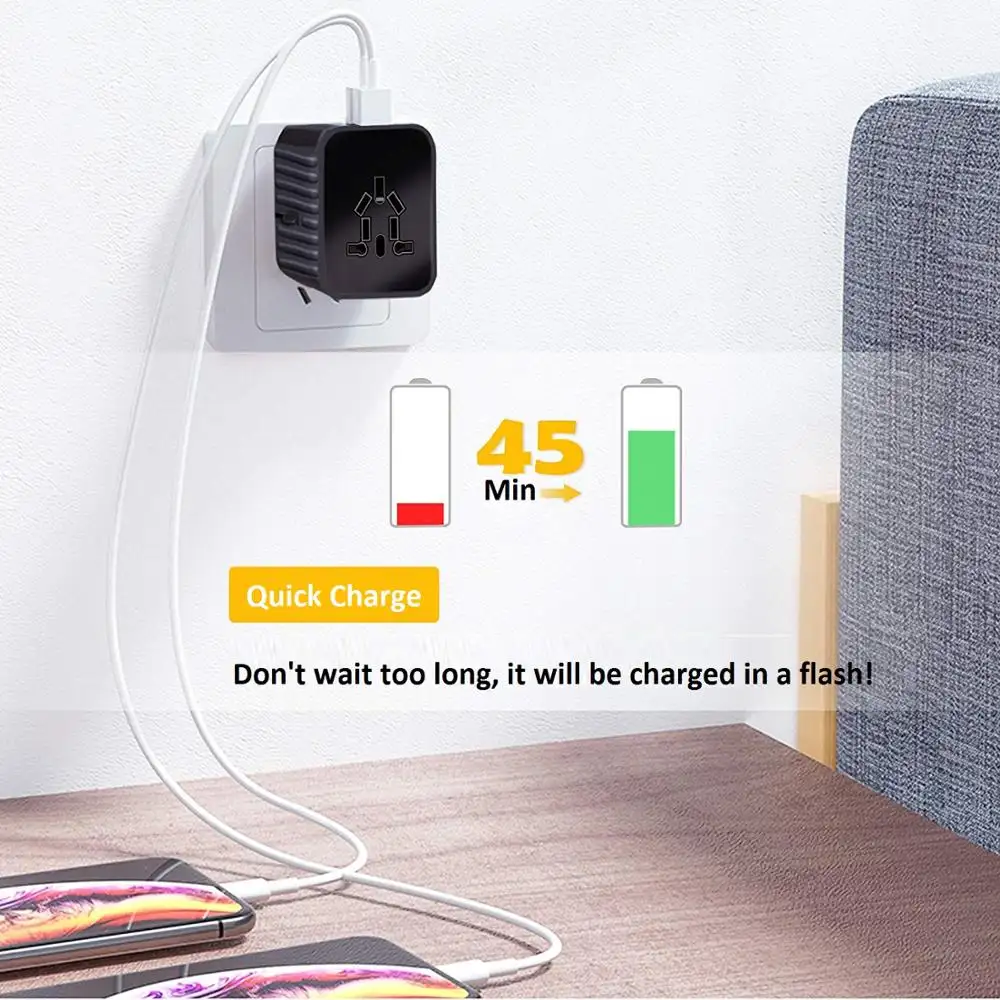 Adapter Plug Charger 2020 Worldwide International Hongkong Uk Aus Uk Eu Plug 4 In 1 Cube Universal Travel Power Adapter 4 Usb Portable Charger