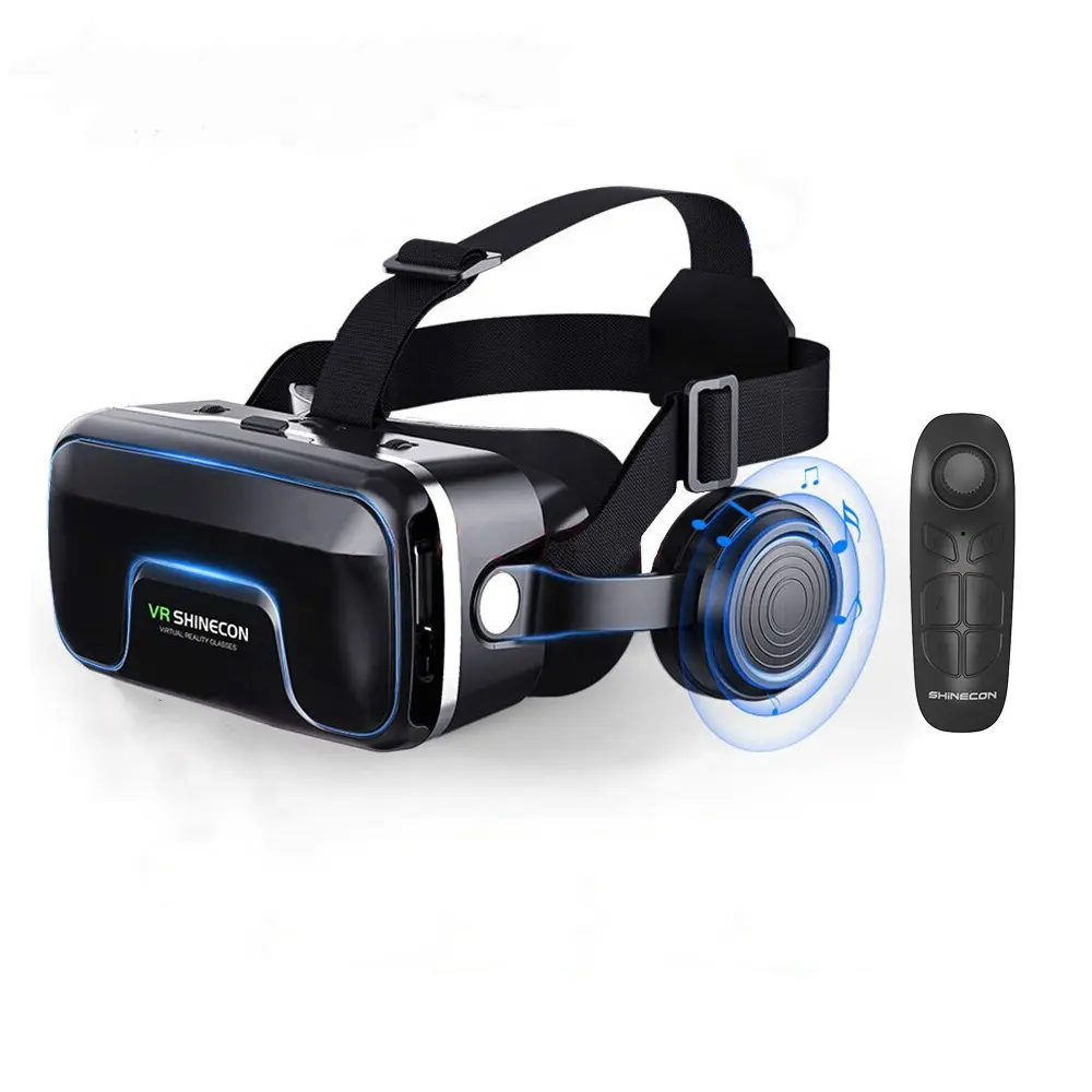 VR Headset with Remote controller VR SHINECON 3d Virtual Reality Headset for Movie Video Games 3D VR Glasses for iPhone Android