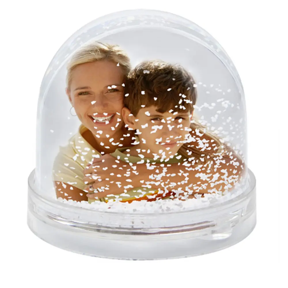 Christmas  New Year Insert 2 Sides Sublimation Picture Crystal Photo Frame Souvenir DIY Glitter Custom Snow Globe