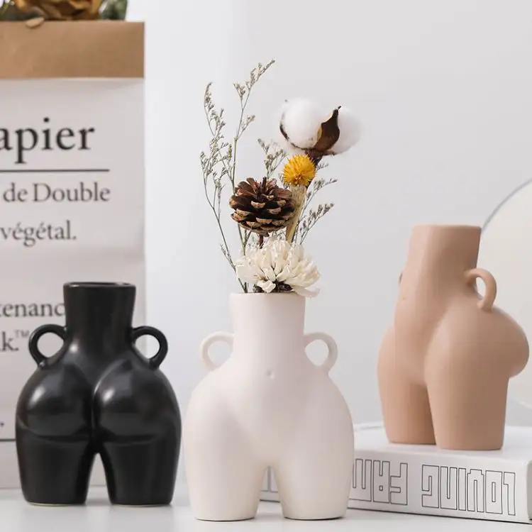 New Design Ceramic Human Butt Vase Woman Body Flower Vase