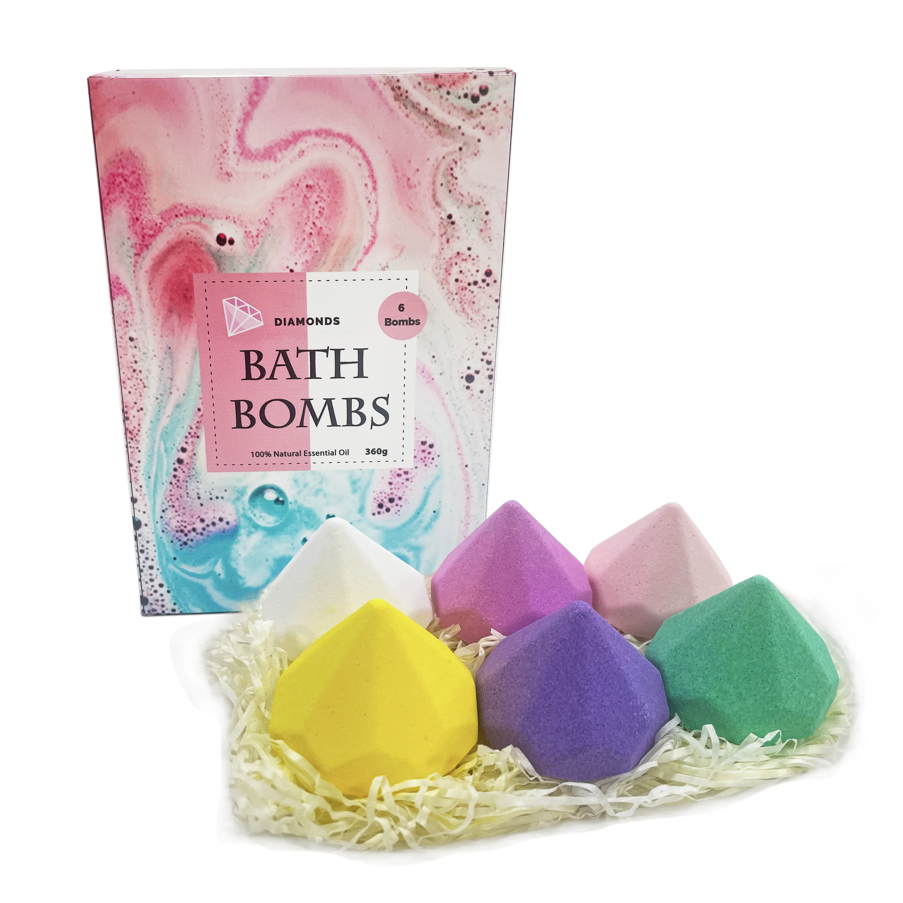 Спот оптовая продажа Алмазная Fizzies Spa Bath Fun bubbomb органические Vegan 6 сюрприз бомбы для ванны Подарочный набор.