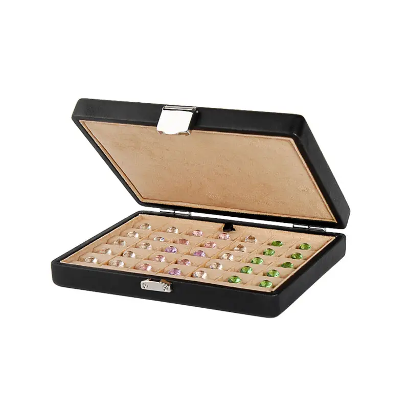 Custom printed logo jewelry box pu leather velvet luxury gift packaging jewellery box