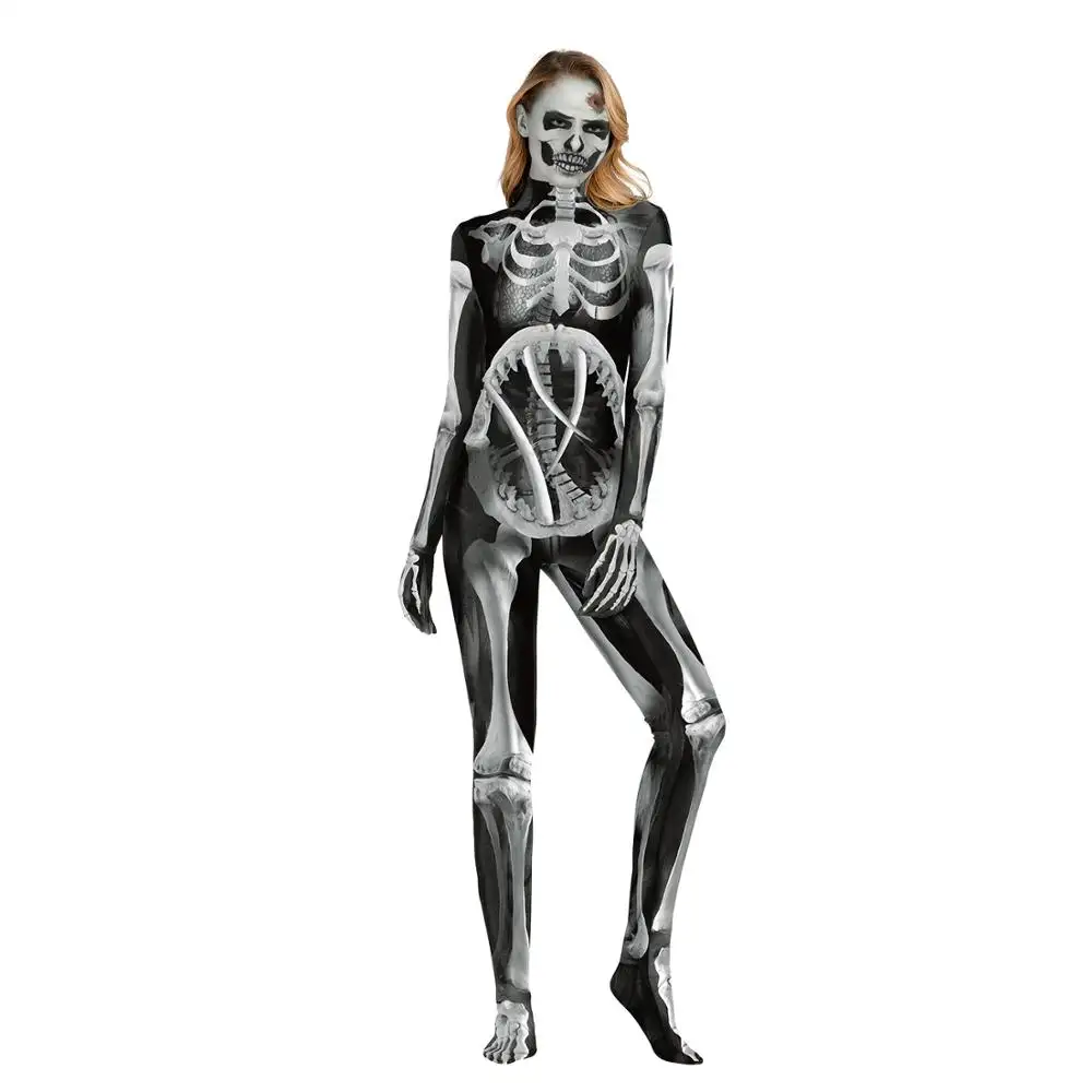 Sexy Women Cosplay Jumpsuits Print Halloween Costumes Tight Bodysuit With Hands With Foot N37-28