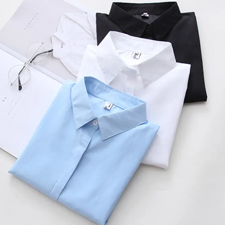2020 High Quality Office Shirt Long Sleeve Cotton Women Shirt