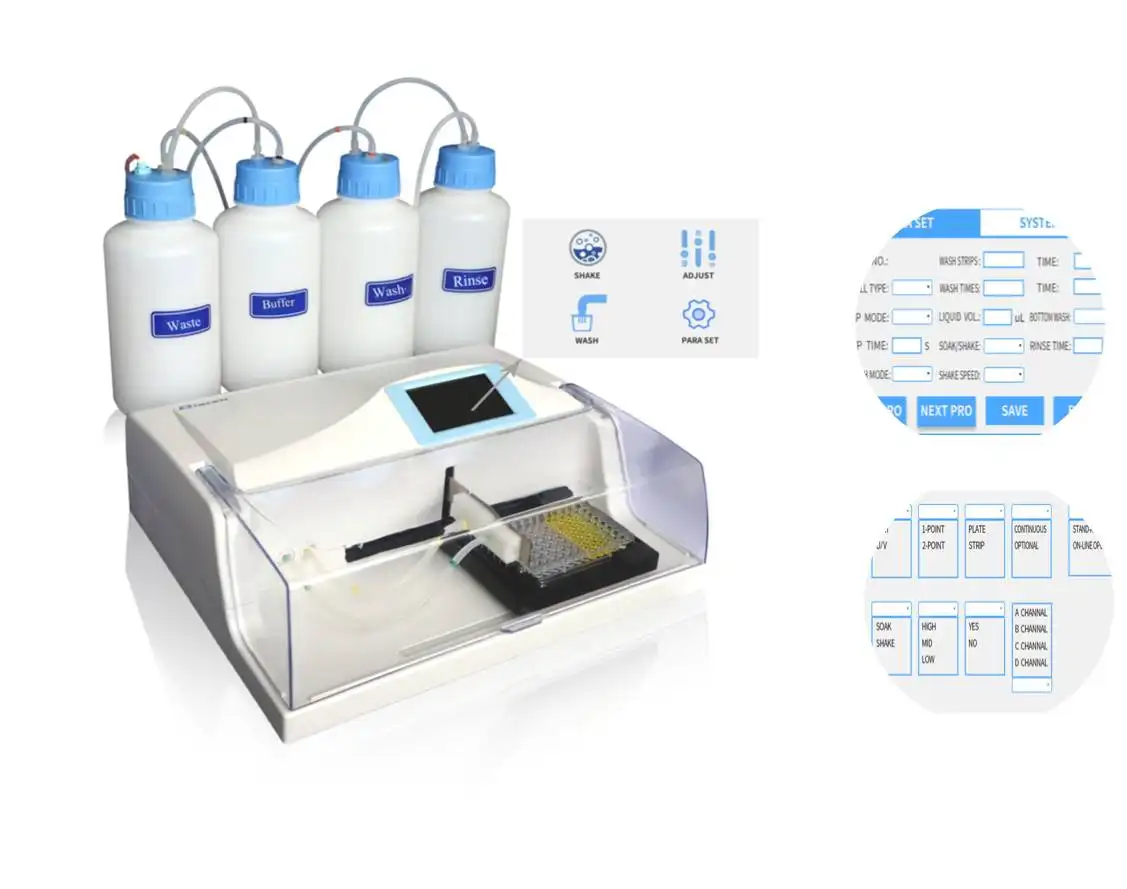 Full Automatic Touch Screen Microplate Washer Price 48/96 Well Strip Plate Elisa Washing Machine For Elisa Kit