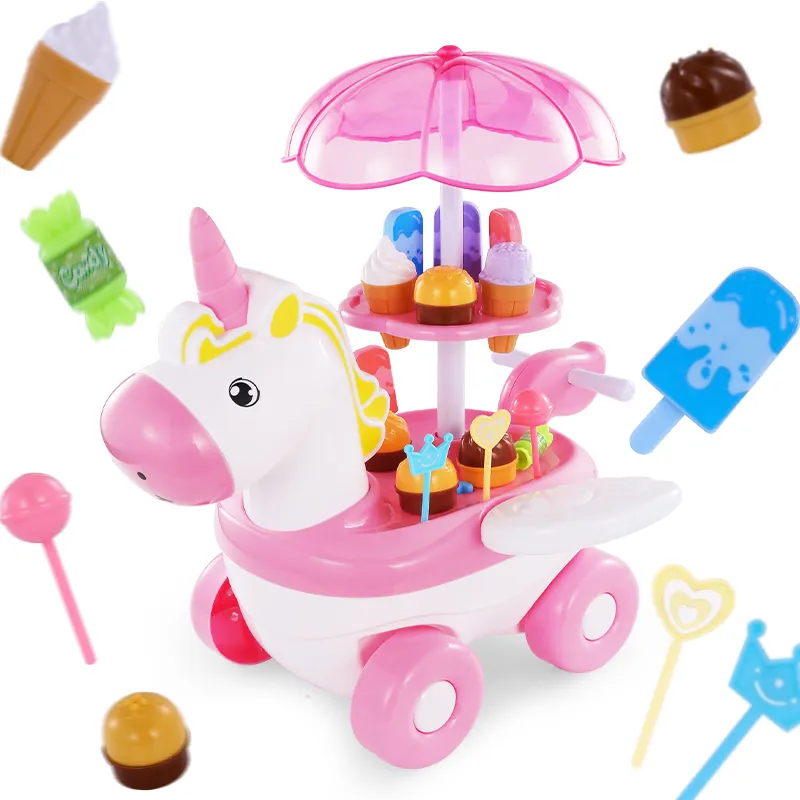 Kids Kitchen toys ice cream candy cart with music and light pretend play sets kids home toy