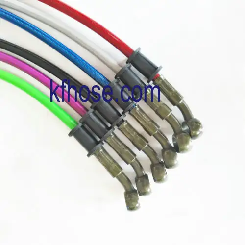 Racing An3 1/8 HL SAE J1401 Wire Braided Motorcycle Brake Oil Hose Assembly Auto Clutch Cable With 10mm Banjo Eye fittings