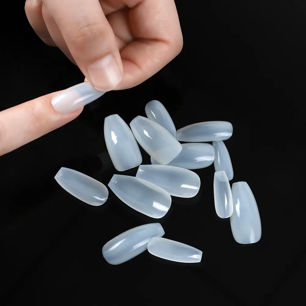 Gel New 100Pcs Matte Ballerina Soft Gel Nails Tips Full Cover Press on Nails Clear Natural Tapered XXXL Long Coffin False Nail