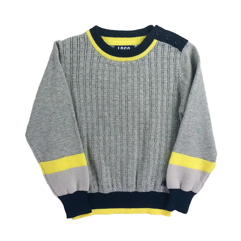 High Quality Baby Knitted Jumper Suit Sweater Grey 100% Cotton New Born Baby Clothes Jumper For Baby Boy