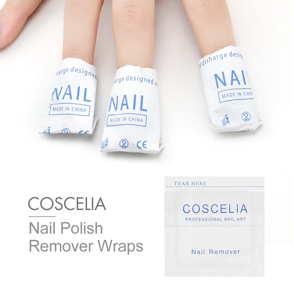 COSCELIA Professional Nail Polish Remover Pads Individual Pack Nail Wraps Nail Cleaning Tools OEM Custom Logo Easy Cleaner