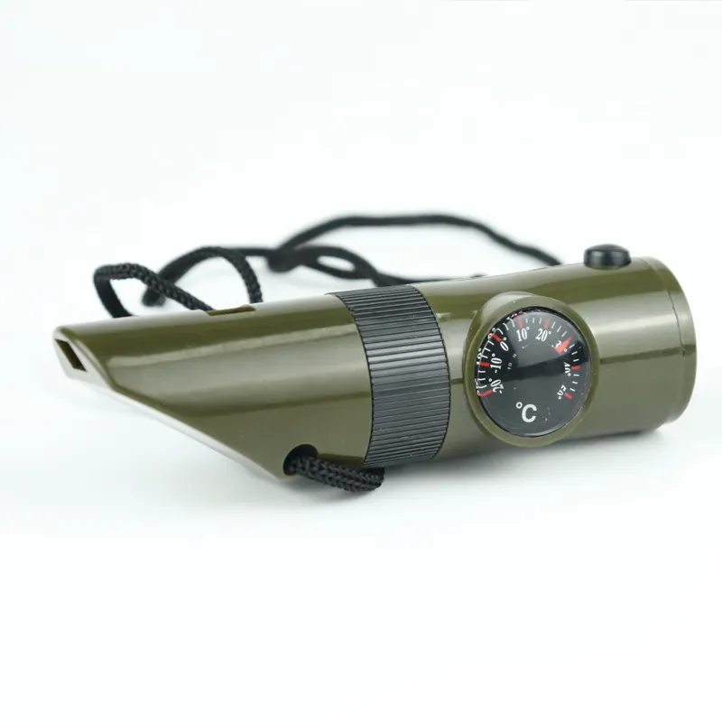 Factory wholesale outdoor seven-in-one multi-function whistle with compass LED lights