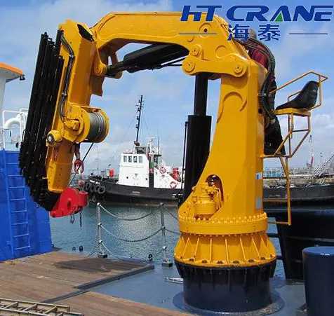 Folding arm hydraulic knuckle boom ship deck crane