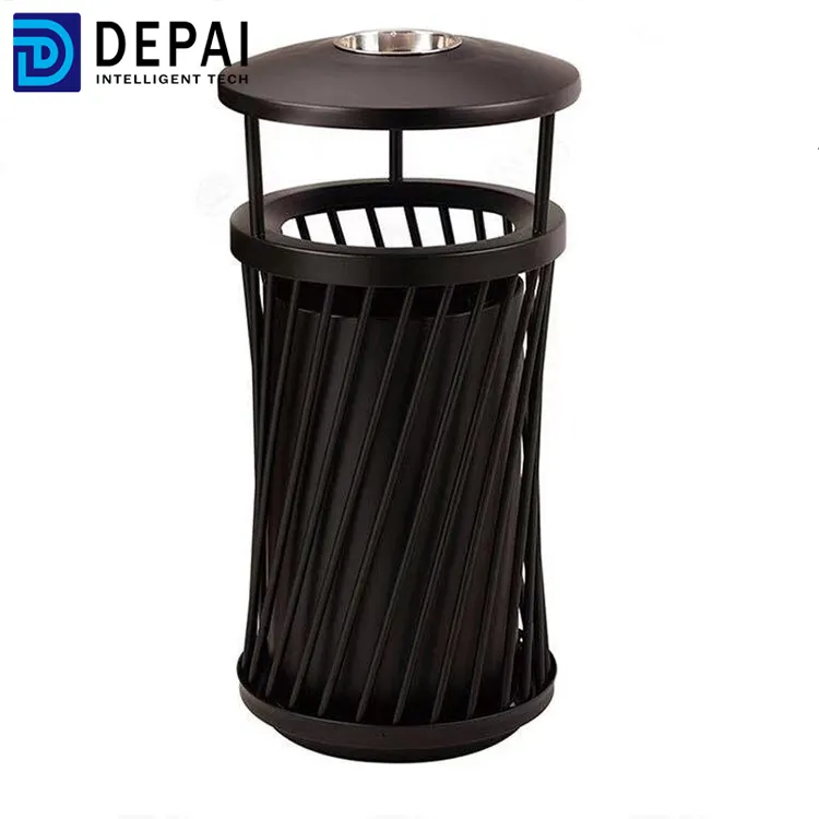 Hot Sale Round/ Rectangular Metal Trash Can With Ash Tray Powder Coated