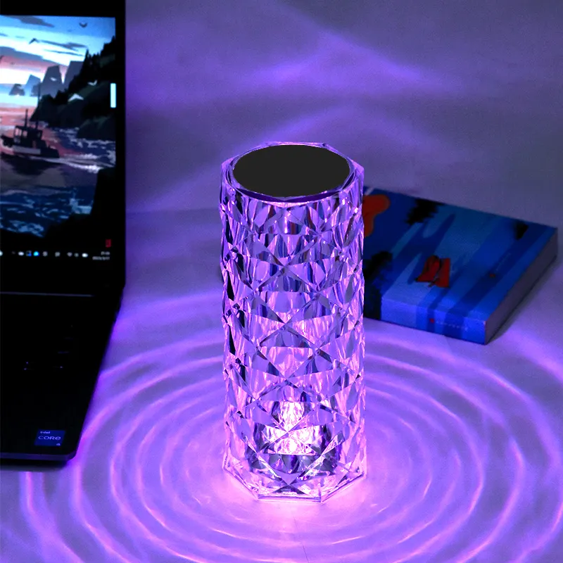 Светодиодная Хрустальная настольная лампа розовый свет этапа лазерный проектор 3/16 видов цветов сенсорный Регулируемый романтическую атмосферу Свет USB сенсорный ночник