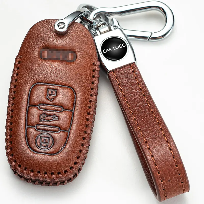 Leather key case Key holder For Car all models custom style car Logo key cover lanyard A gift for men and women