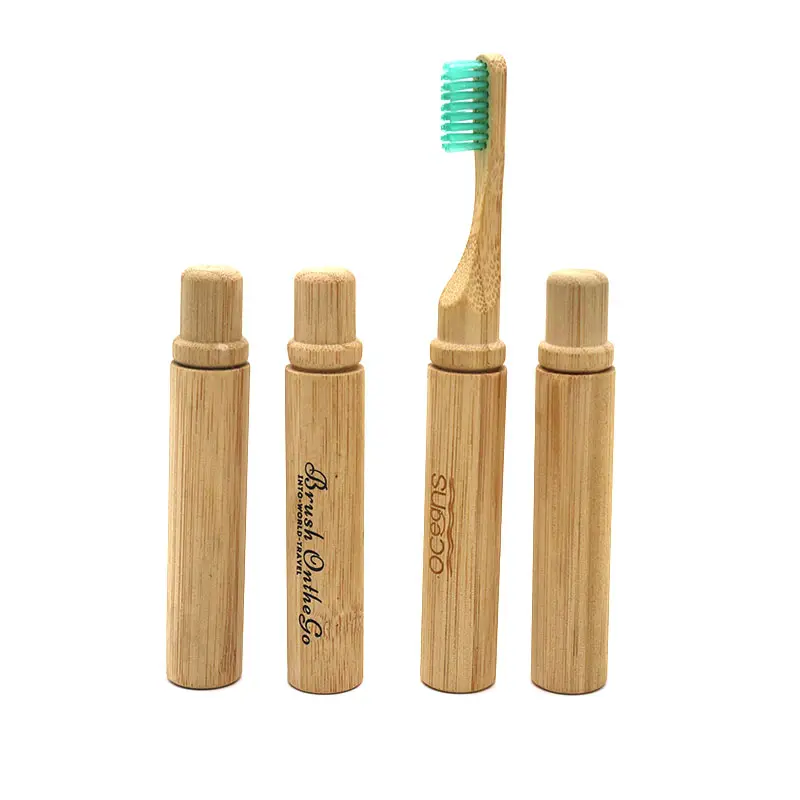 New Style BPA Free Soft Nylon 6 Travel Bamboo Folding Toothbrush with Bamboo Case