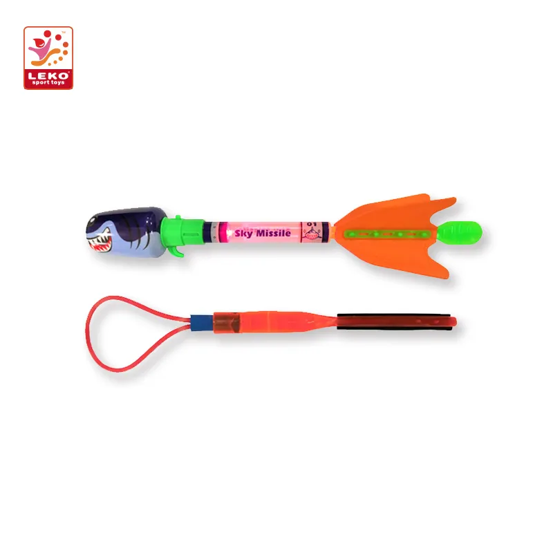 Kids outdoor sky missile rocket slingshot toy with LED