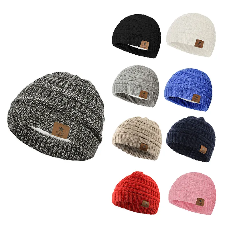 VCANFASHION Wholesale Kids Baby Beanie Hat Factory Price Cotton Warm Multi Color Knit Baby Beanie Winter Hats