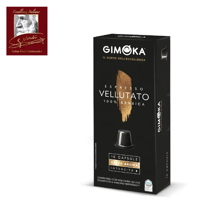 Итальянский кофе 10 капсул Vellutato 100% Arabica Nespresso, кофейный выбор Джузеппе Верди, Сделано в Италии